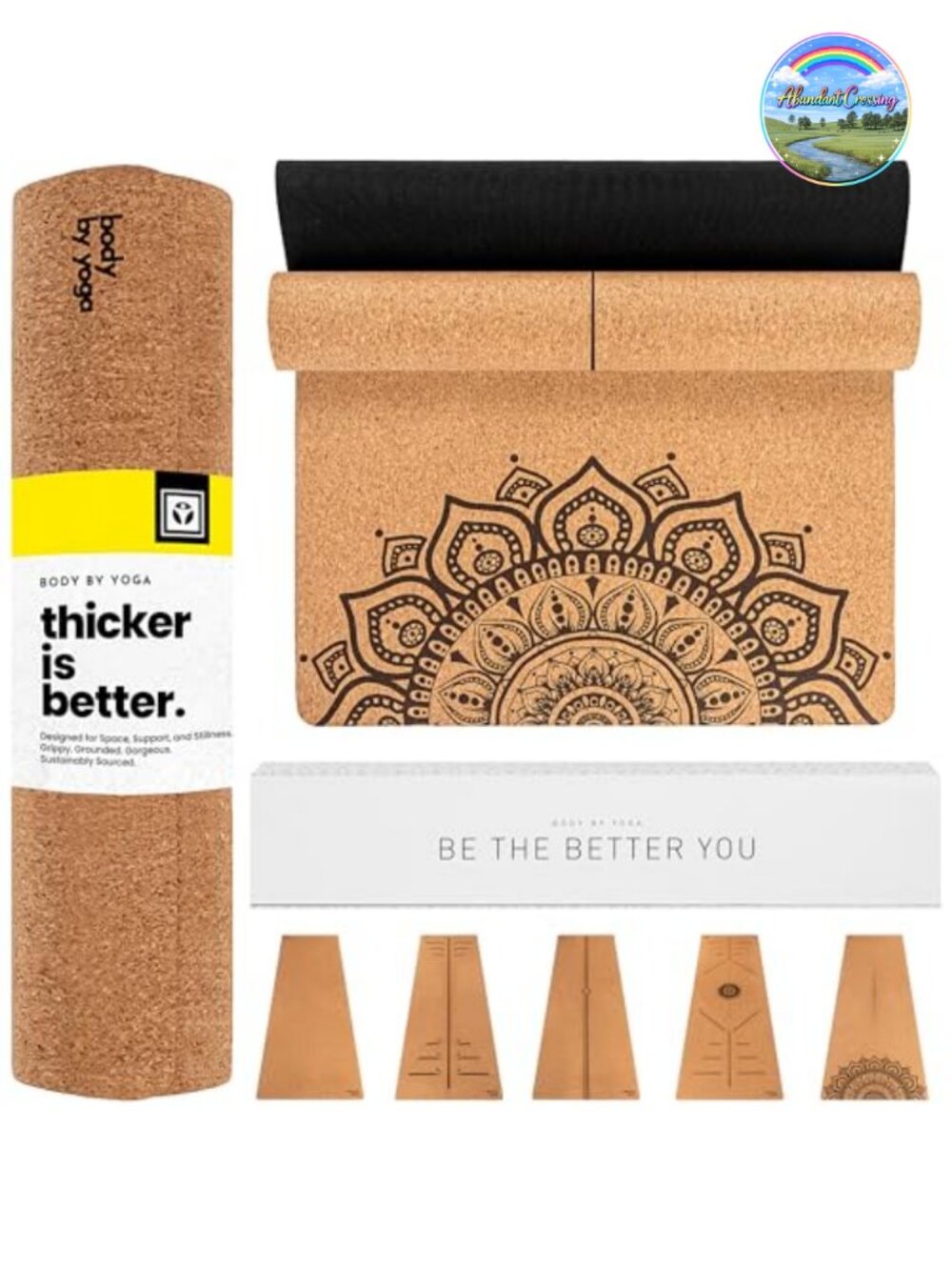Cork + Natural Rubber Yoga Mat 80x26 Non Slip Extra Long Thick Eco Friendly